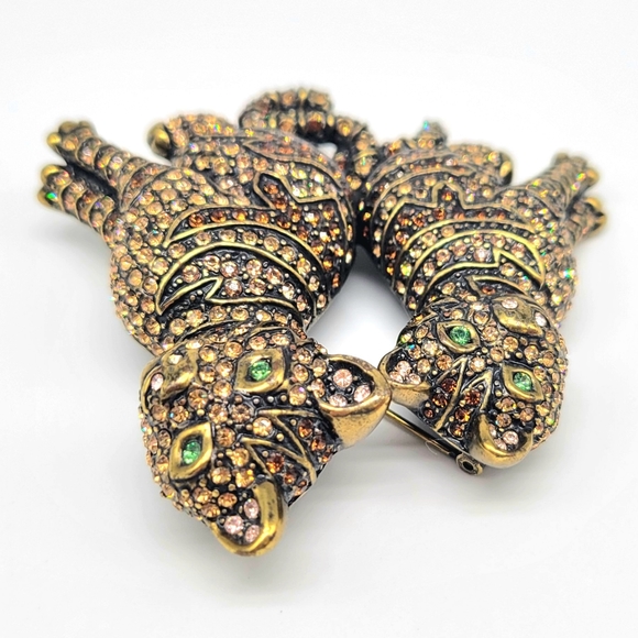 Heidi Daus Champagne Diamond Swarovski Crystal Kitten with Mama Cat RARE VINTAGE - Picture 8 of 12